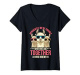 Womens Funny llama apparently we are trouble when we are together V-Neck T-Shirt