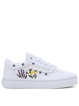 Vans Kids Girls Old Skool Trainers - White Multi, White, Size 13 Younger