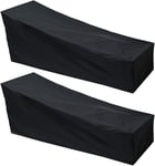 Lot De 2 Housses De Protection Pour Chaise Longue D'extérieur En Tissu Oxford Imperméable À La Poussière Noir 208 X 79 X 41/76 Cm