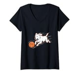 Womens Labrador Retriever Chasing a Basketball Lover Dog Owner V-Neck T-Shirt