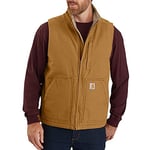 Carhartt Men's Lined Vest with Stand-up Collar Work Utility Outerwear, Brown, 4XL (Tall)