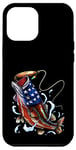 Coque pour iPhone 12 Pro Max Pêche au bar poisson drapeau américain papa père 4 juillet