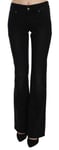 GALLIANO Jeans Black Mid Waist Wide Leg Boot Cut Casual Denim s. W24