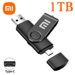 Xiaomi-Clé USB 3.0 de grande capacité,disque U en métal 2 en 1,transfert de fichiers à grande vitesse,clé USB portable étanche,2 To - Type Black 1TB