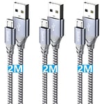 Siwket Micro USB Cable 3Pack 2M Braided USB A to Micro Charge Cable Android Charger Cable Data Sync Cord for Samsung Galaxy J7,S7,S6,Kindle Fire,Fire HD Tablets,PS4 Controller,Sony,HTC,LG,Moto,Huawei