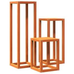 vidaXL Solid Pine Wood Plant Stands 3 pcs - Indoor/Outdoor Flower Pot Display Racks, Versatile End Tables, Rustic Wax Brown Finish