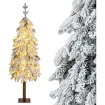 Costway - Sapin de Noël Artificiel de 150 cm, Arbre de Noël Floqué, 320 Pointes de Branches, 160 Lumières led, 11 Modes d'Éclairage, Arbre de