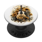 Guitare acoustique Tournesol Musique Femmes Graphic PopSockets PopGrip Adhésif