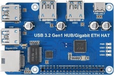 Usb 3.2 Gen1 And Gigabit Ethernet Hub Hat For Raspberry Pi Zero/Zero W/4B/3B/3B+,3X Usb 3.2 Gen1 1X Gigabit Ethernet Driver-Free Plug & Play