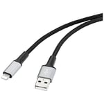 Renkforce Câble de Connexion USB, Apple Lightning [1 x USB 2.0 mâle A – 1 x connecteur Apple Lightning] Gaine de câble de 2 m