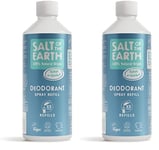 Natural Deodorant Spray Refill by Salt of the Earth, Ocean & Coconut - Vegan, Long Lasting Protection, Leaping Bunny Approved, Made in the UK - 500ml (Lot de 2)