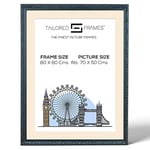 Tailored Frames Vienna Black 80 X 60 cm Frame for 70 X 50 cm Picture | Rustic Style Vintage Single Picture Frame | Wall Hanging Type | Photo Frame with White Mount