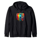 Dripping Paint Vintage Television TV Retro 70s 80s Zip Hoodie