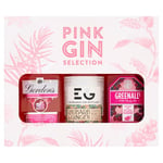 Pink Gin Selection (3x5cl) contains - Gordon's Pink Gin 37.5% ABV, Edinburgh Gin Rhubarb & Ginger 20% ABV, Greenall's Gin Wild Berry Pink 37.5% ABV.