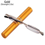 Smal Läsningsglasögon Slim Reading Glasses GULD STYRKAN 2.0X guld Strength 2.0x gold