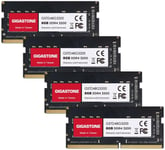 [DDR4 RAM] GIGASTONE 32Go Kit(4x8Go) DDR4 3200MHz(2933MHz Or 2666MHz) PC4-25600(PC4-23400/21300) CL22 1.2V SODIMM 260pin UnbuffeRouge Non ECC Mémoire Haute Performance Mise à Niveau pour Portable