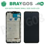 For Samsung Galaxy A24 4G SM-A245F OLED LCD Display Touch Screen Digitizer Frame