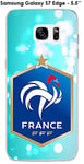 Onozo Coque Samsung Galaxy S7 Edge Design Foot France Fond Bleu