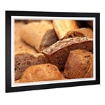 Big Box Art Framed Print of Bakery Bread Rolls (1) Design | Wall Art Picture | Home Decor for Kitchen, Living, Dining Room, Lounge, Bedroom, Hallway, Office, Black, A2 / 24.5x18 Inch / 62x45cm