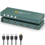 Usb 3.0 Kvm Switch Hdmi 4 Ports 4K@60Hz,Commutateurs Kvm,Hdcp2.2,Hdmi2.0,Avec 3 Ports Usb3.0,Switch Kvm Avec 1 Câble Hdmi Et 4 Usb Câbles