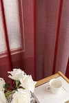 MYSTIC-HOME Burgundy Sheer Curtains 95 inch Length 2 panels, Rod Pocket Semi Sheer Privacy Curtains, Window Treatments Soft Voile Drapes Bedroom French Doors Doorway Divider, Burgundy, 52" Wx95 L