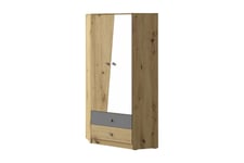 Nero Garderobe 87 cm - Natur/Hvit/Grå Hjørnegarderobe Grå,Hvit,Natur