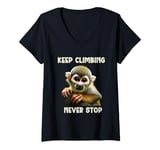 Womens Squirrel Monkey Keep Climbing Never Stop Motivational V-Neck T-Shirt