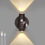 Lampop Motion Sensor Wall Lamp, Night Light Rechargeable Wall Lights Indoor, Battery Operaterd Wall Sconce, Magnetic Wall Sconce for Living Room, Bedroom (Dark Brown, Warm White)