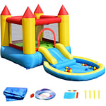 Goplus - Château Gonflable avec Toboggan et Piscine,Aire de Jeu pour 2 Enfants de 3 a 5 Ans,Trampoline,30 Balles Inclus,Jusqu'a 68 KG,365 x 200 x