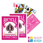 2 bicycle Fuchsia Rose Cavalier Arrière Standard Jouer Cartes Jeu Magie USA Neuf