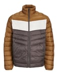 JACK & JONES Mens Quilted Jacket Windproof 100% Nylon Long Sleeve Outdoor Puffer Jacket for Men, Mulch Colour, Size- L