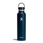 HYDRO FLASK - Water Bottle 709 ml (24 oz) - Vacuum Insulated Stainless Steel Water Bottle with Leak Proof Flex Cap and Powder Coat - BPA-Free - Standard Mouth - Indigo