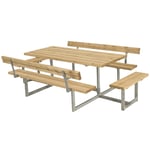 Bänkset Basic, 8-sits, ryggstöd, Thermowood, natur