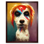 Aladdin Sane Ziggy Stardust Terrier Dog Fun Quirky Painting Art Print Framed Poster Wall Decor 12x16 inch