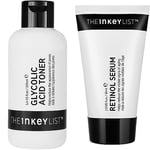 The INKEY List Lotion à 10% Glycolic Acid Toner aide à réduire l'apparition de pores 100 ml & Sérum rétinol 1% cible les rides et les signes du vieillissement 30 ml