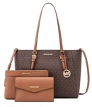 Michael Kors Charlotte Large 3-in-1 Tote Crossbody Handbag Leather, Brown Signature