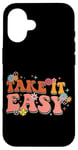 iPhone 16 Take It Easy Retro Floral Motif Case