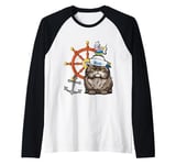 Maritime Sailor Cat Rat Steering Wheel Sailor Sailor Raglan Baseball Tee