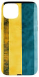 Coque pour iPhone 15 Plus Jaune Art Déco Rayé Vintage Michigan Bleu Maïs Rétro