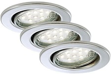 Briloner Leuchten 7225-038 Encastrable LED, plafonnier, Spots, orientable, Chrome, GU10, 3 W, Blanc Chaud