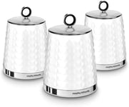 Morphy Richards 978054 Dimensions Set of 3 round Kitchen Storage Canisters, Whit