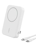 Belkin BoostCharge Pro Wireless Power Bank 10000mAh with Qi2, MagSafe Compatible Portable Charger + Built-in Pop-up Kickstand - For iPhone 15, 15 Plus, 15 Pro, 15 Pro Max, iPhone 14, and More - White