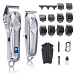 Professional Limural Cordless Hair Clippers + T-Blade Trimmer Kit LCD Display