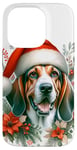 iPhone 14 Pro Christmas American English Coonhound Dog Watercolor Artwork Case