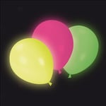 Homéa, Set de 5 Ballons Led Néon en Latex Naturel D25 cm Couleurs Assorties