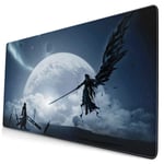 Final Fantasy VII Japanese Anime Style Large Gaming Mouse Pad Desk Mat Long Non-Slip Rubber Stitched Edges Mice Pads 15.8x29.5 in