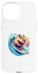 Coque pour iPhone 15 Capybara Planche de surf pour homme, femme, enfant