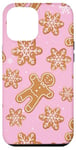 iPhone 12 Pro Max Pink Christmas Cute Gingerbread Man & Snowflakes Soft Girl Case