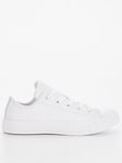 Converse Leather Ox Trainers - White, White/White, Size 10, Women