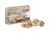 Revell 00615 - Tiny Adventures - Roadster - Maquette en bois à l'échelle 1/32 - avec moteur Pull Back & Go - Longueur 16,6 cm